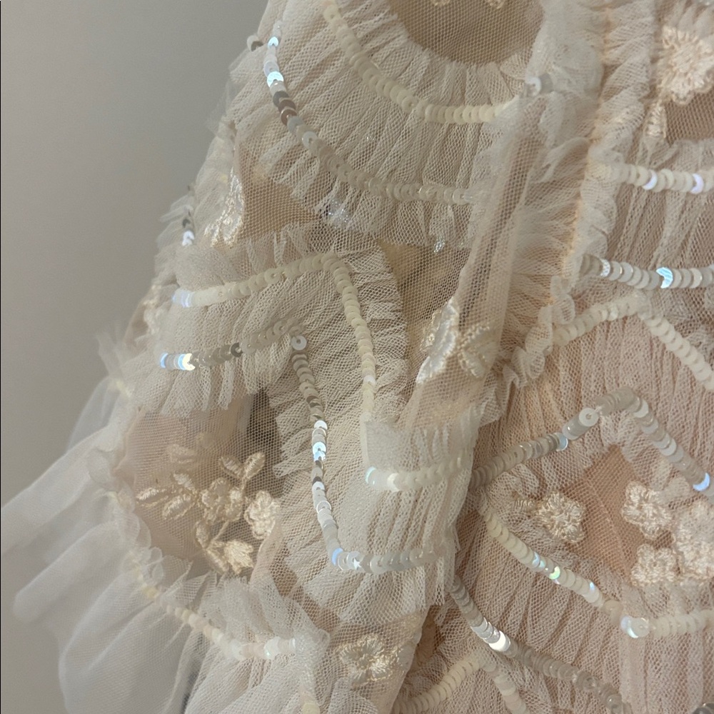 NEEDLE & THREAD WOMENS LUNETTE BLOSSOM ANKLE LENGTH GOWN DRESS SEQUIN TULLE 4 - Picture 10 of 15